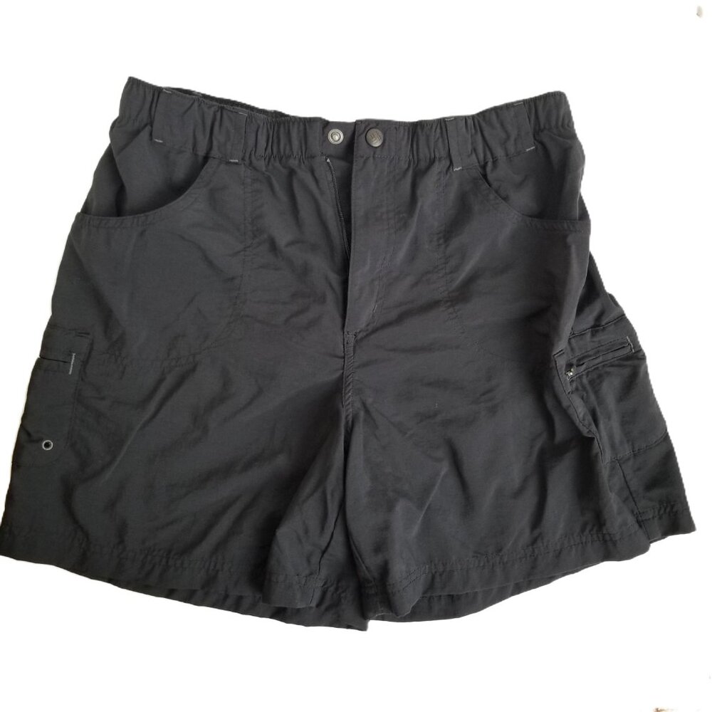 Columbia Sportswear Black Cargo Hiking Shorts Nylon Elastic Waist UPF Size M